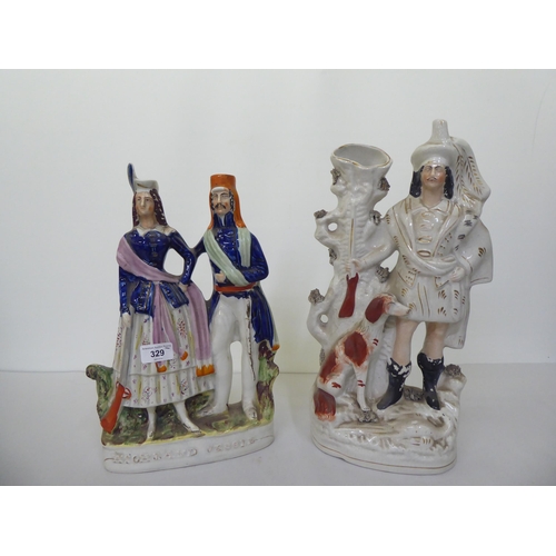 329 - Victorian Staffordshire pottery figures: to include 'Highland Jessie'  14.5