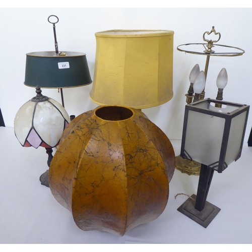 331 - Table lamps: to include a silver plated example with two sconces and a tray base  16