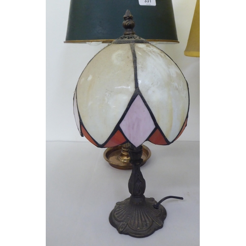 331 - Table lamps: to include a silver plated example with two sconces and a tray base  16