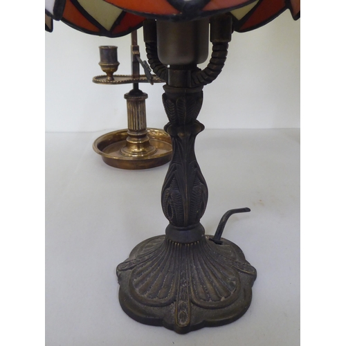 331 - Table lamps: to include a silver plated example with two sconces and a tray base  16