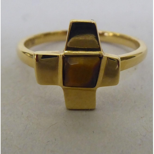 338 - A 9ct gold Links of London tiger eye solitaire ring