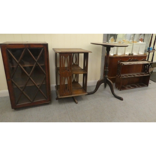 353 - Small furniture: to include an Edwardian oak revolving bookcase with slatted sides  26