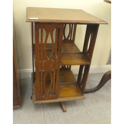 353 - Small furniture: to include an Edwardian oak revolving bookcase with slatted sides  26