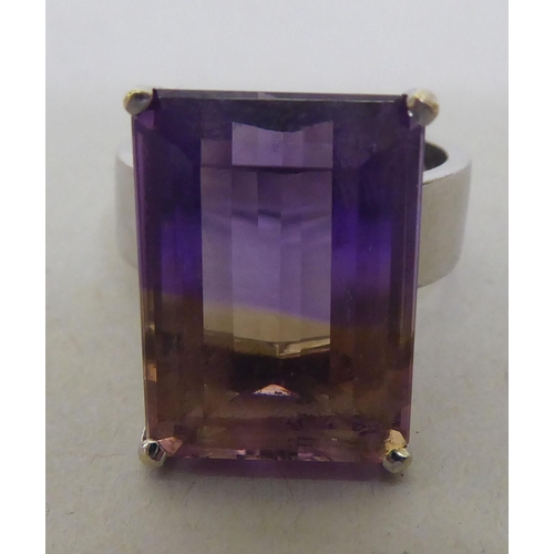 362 - A 9ct white gold ametrine solitaire ring