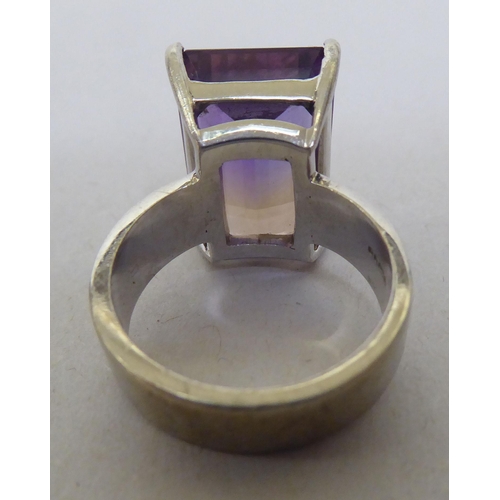 362 - A 9ct white gold ametrine solitaire ring