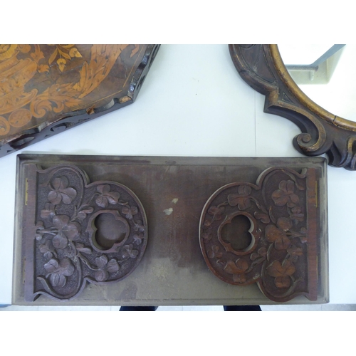 372 - A mixed lot: to include a mahogany serving tray, decorated with floral marquetry  18