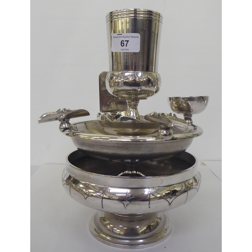 67 - Silver plate: to include a three tier smoker's companion  11.5