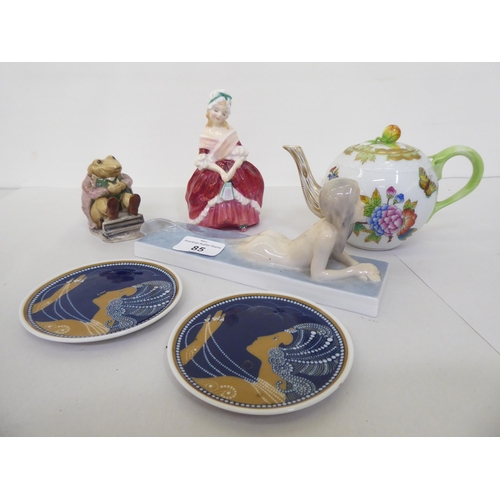 85 - Ceramics: to include a Royal Copenhagen porcelain mermaid  No.1212  3