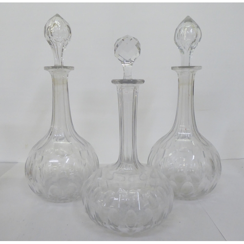 90 - Seven glass decanters  various sizes & designs  largest 13.5