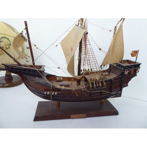 91 - A mixed lot: to include a model ship 'Nao Santa Maria'  19