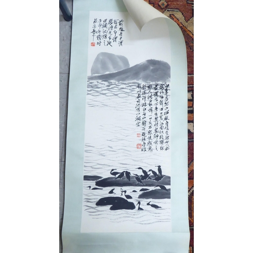 94 - Chinese scrolls: to include an example depicting an eagle  various sizes