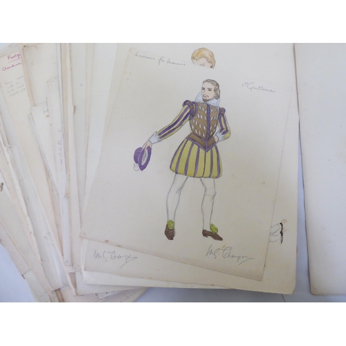 97 - Margaret Thompson - a folio of stage performance costume designs: to include Shakespearian character... 