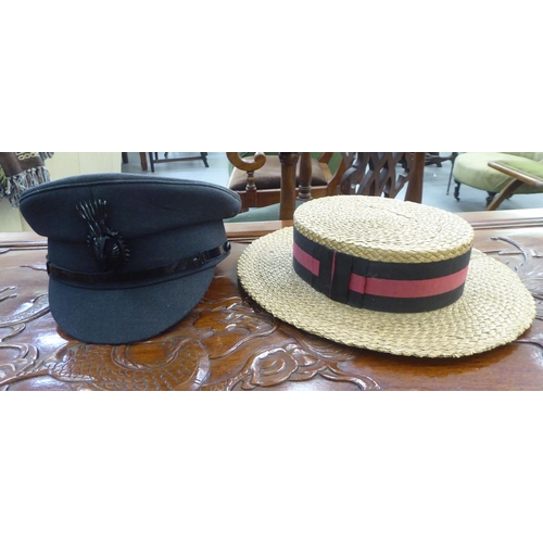 307 - Formal hats: to include a grey top hat  size 7.5/8