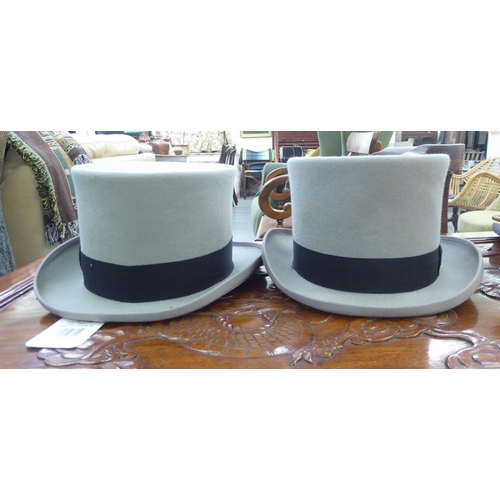 307 - Formal hats: to include a grey top hat  size 7.5/8