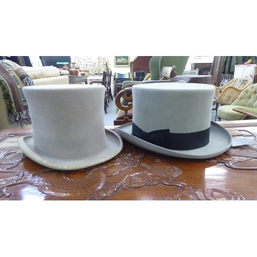 307 - Formal hats: to include a grey top hat  size 7.5/8