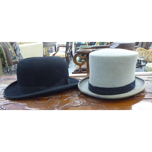 307 - Formal hats: to include a grey top hat  size 7.5/8