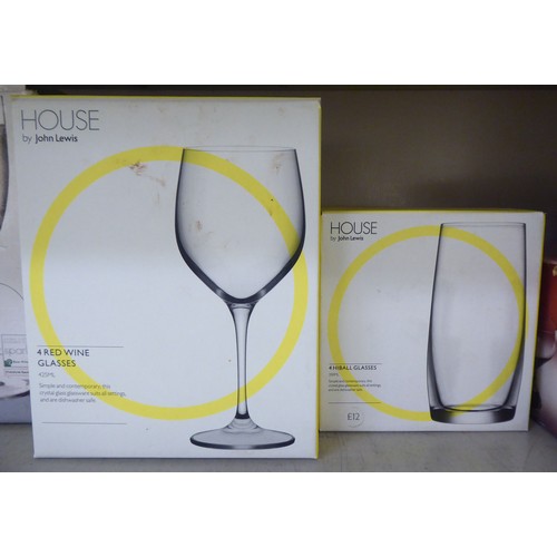 291 - Glassware: to include tumblers and wine glasses  boxed