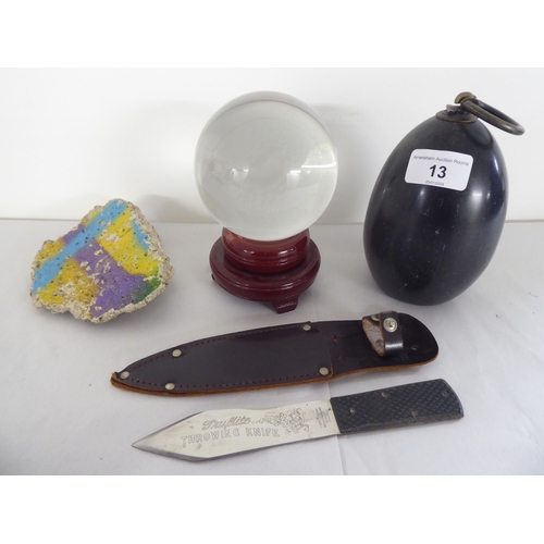 13 - A mixed lot: to include a marble bell design paperweight  6