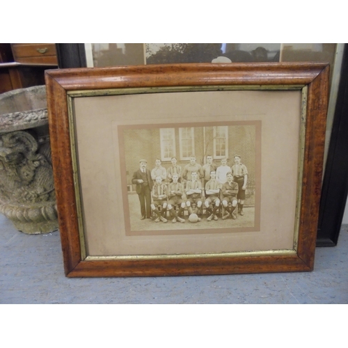 142 - Variously framed late 19thC and early 20thC photographs: to include a group of male athletes with a ... 