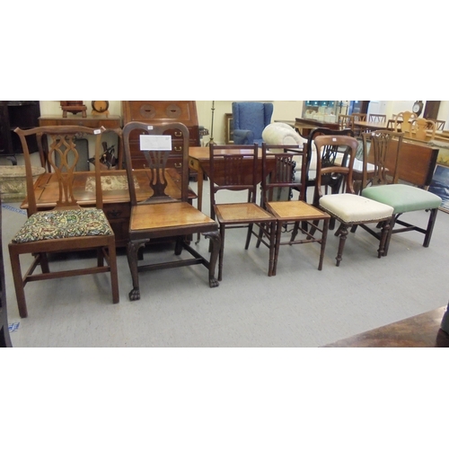 162 - Five various 19thC dining chairs, one in mahogany with a yoke back and tapestry upholstered seat, ra... 