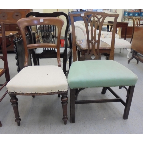 162 - Five various 19thC dining chairs, one in mahogany with a yoke back and tapestry upholstered seat, ra... 