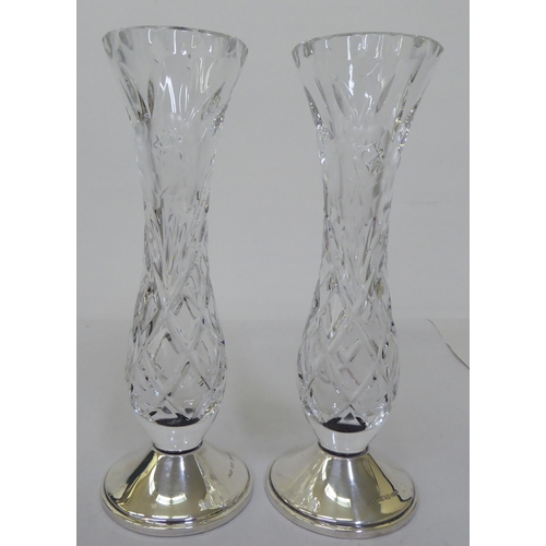 167 - A pair of cut crystal, waisted specimen vases, each set on a circular footrim  Birmingham 1988&... 