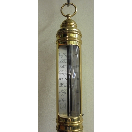 173 - An Edenbridge brass cased ship's barometer and thermometer No.095/80  37