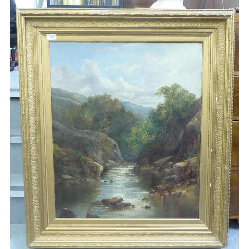 178 - After FR Lea - a river running through mountainous countryside  oil on canvas  30