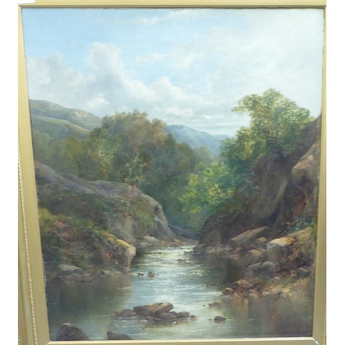 178 - After FR Lea - a river running through mountainous countryside  oil on canvas  30