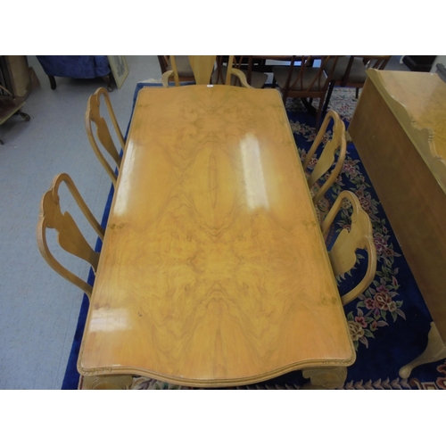 181 - A modern bleached walnut dining table, raised on cabriole legs  30