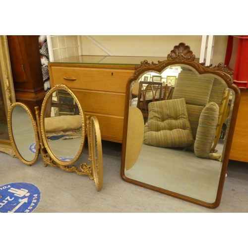 198 - Mirrors: to include a walnut framed example with a shell carved crest  30