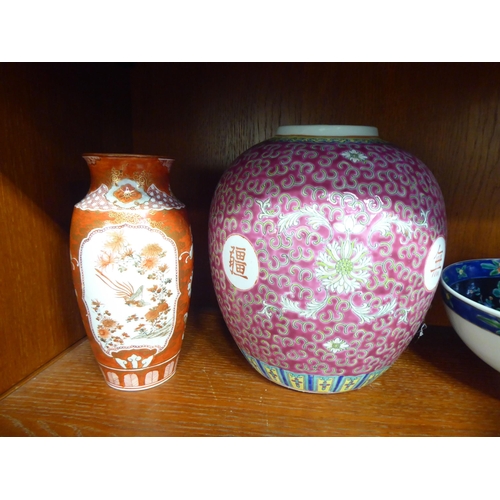 210 - Oriental ceramics: to include a Satsuma vase  10.5