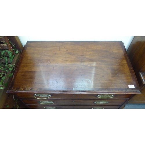 222 - A George III mahogany dressing chest with four long drawers, raised on bracket feet  32