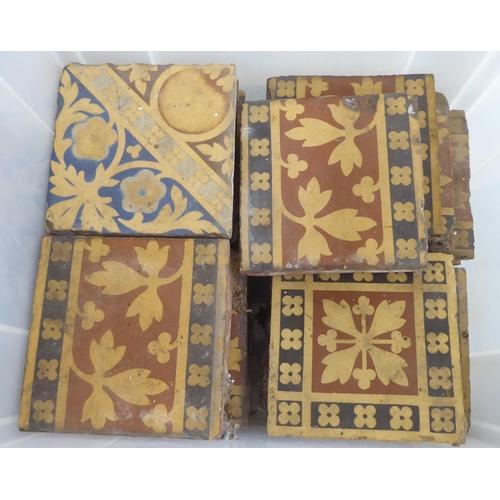 25 - Minton's terracotta arabesque design tiles  each 5.5