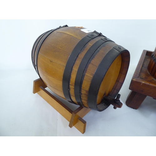 293 - A scratch built wine making press; and a barrel design dispenser 