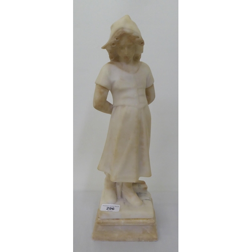 296 - A 20thC marble figure, a young woman  16