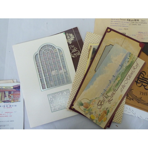 298 - 20thC ephemera: to include London hotel and café menus 