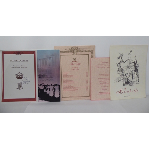 298 - 20thC ephemera: to include London hotel and café menus 