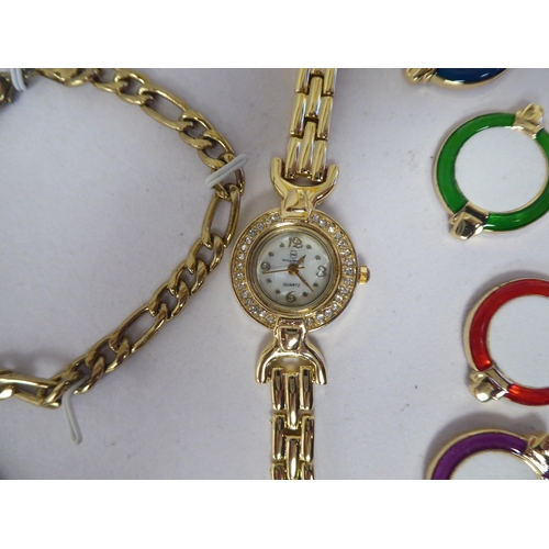 65 - A Philip Mercer dress watch and identity chain  cased; a Justcavalli Time watch  cased; six various ... 