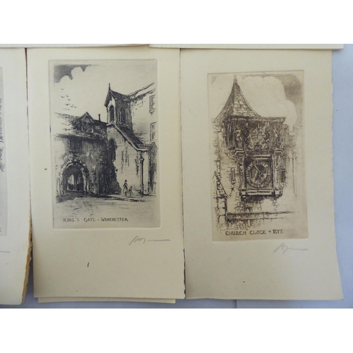 82 - Cedric Hodgson - etchings: to include 'Magdalen College, Oxford'  5