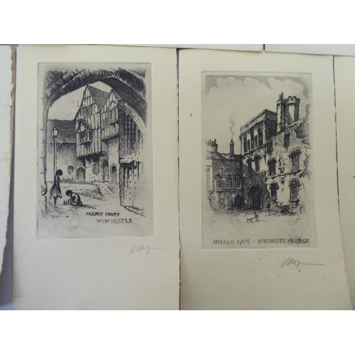 82 - Cedric Hodgson - etchings: to include 'Magdalen College, Oxford'  5