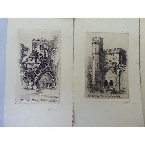 82 - Cedric Hodgson - etchings: to include 'Magdalen College, Oxford'  5