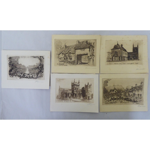 82 - Cedric Hodgson - etchings: to include 'Magdalen College, Oxford'  5