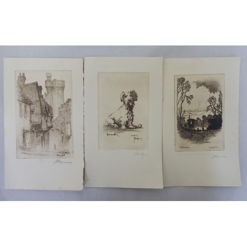 82 - Cedric Hodgson - etchings: to include 'Magdalen College, Oxford'  5