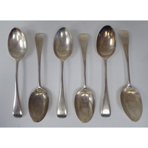 154 - A set of six Victorian silver Old English pattern teaspoons  John Aldwinkle & Thomas Slater... 