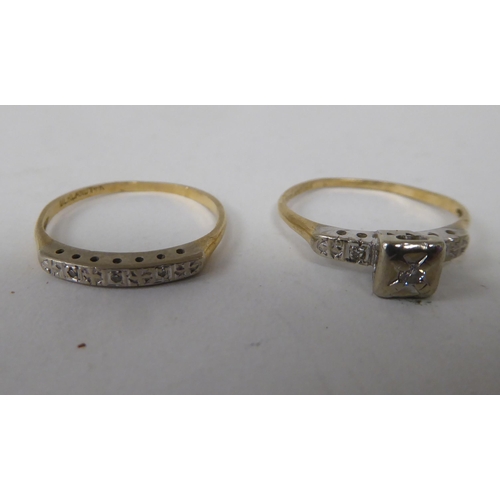 163 - Two 1930s American Burland diamond set wedding rings  boxed