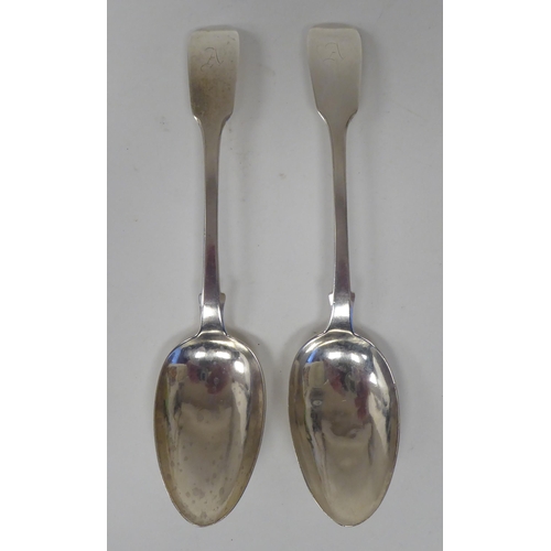 165 - A pair of Victorian silver fiddle pattern tablespoons  John & Henry Lias  London 1844&... 