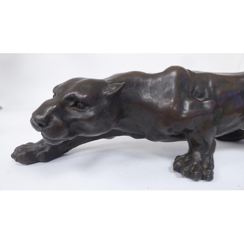 187 - * Bayre - a cast and patinated bronze model, a prowling panther  bears a signature  18