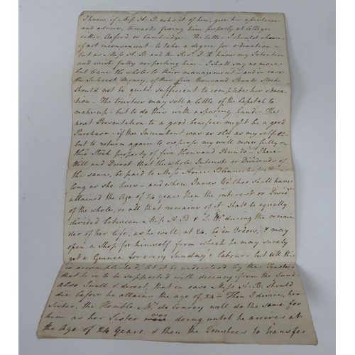 199 - A handwritten copy of the will of one Major Poole, who died 11 Jan.1806