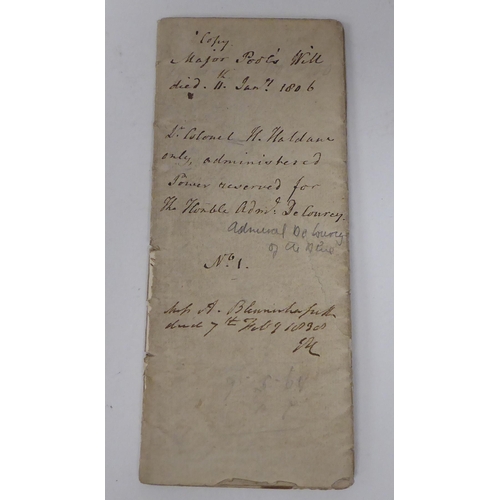 199 - A handwritten copy of the will of one Major Poole, who died 11 Jan.1806